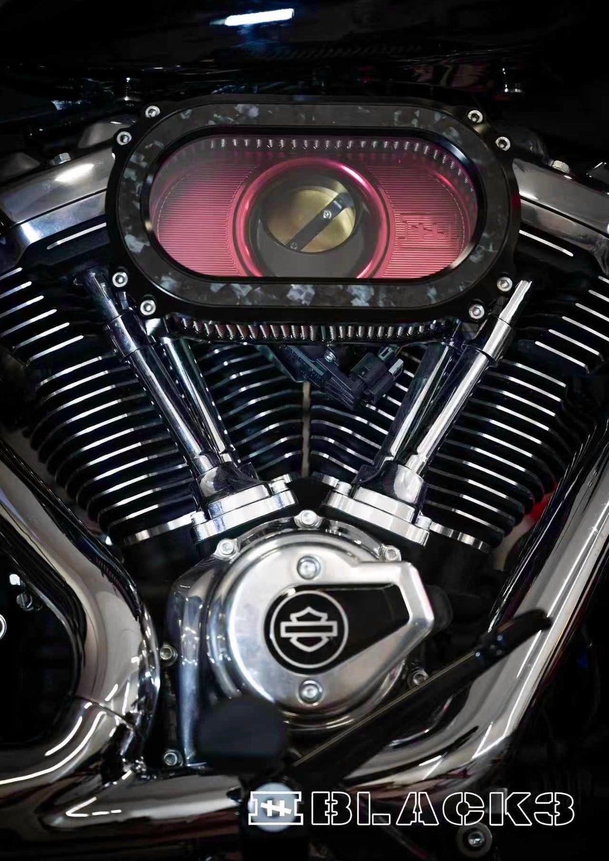 Gen2 high-flow transparent air cleaner for Harley-Davidson Milwaukee-Eight, side profile