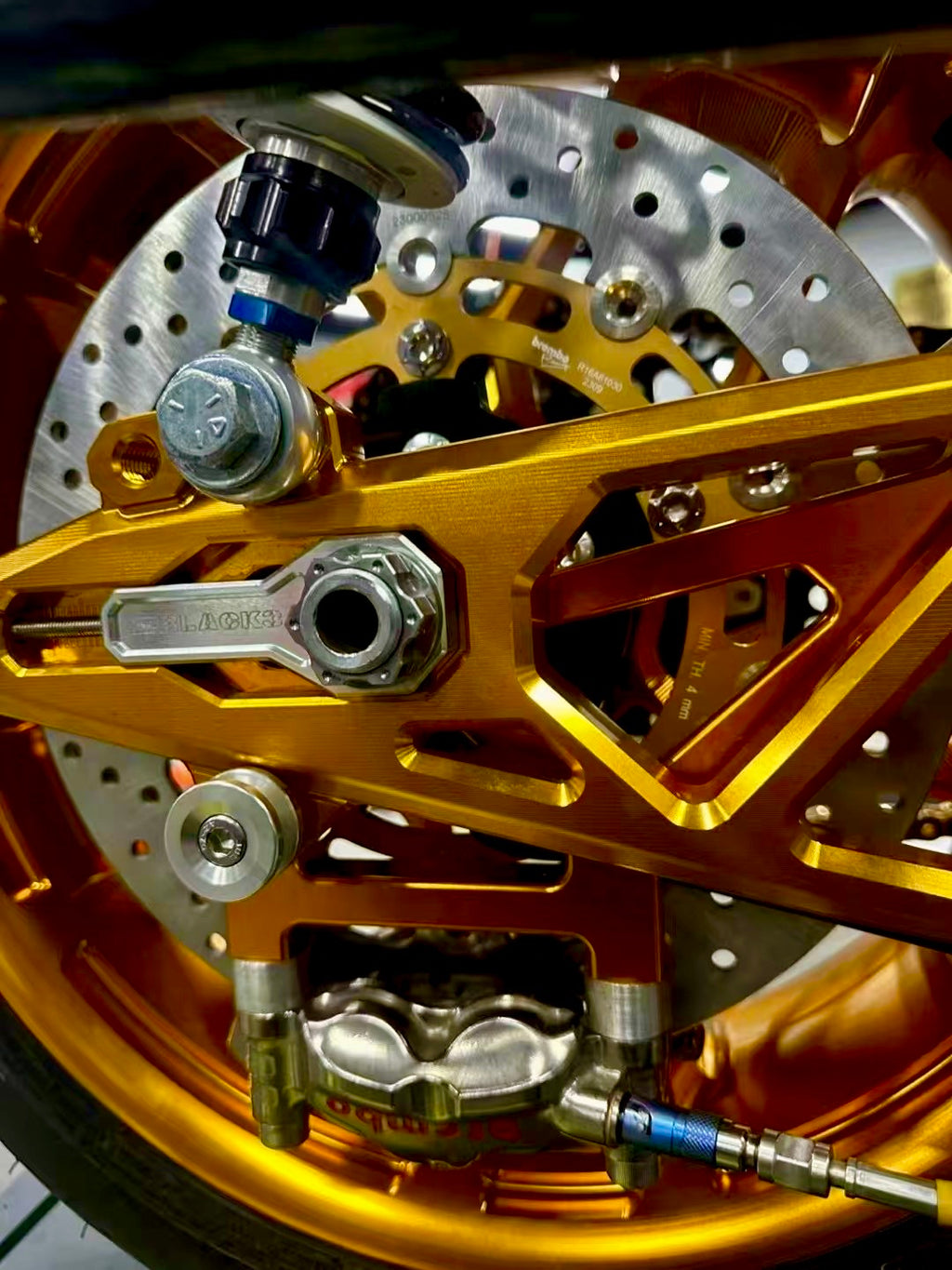 forged aluminum rear swingarm for Harley-Davidson, product front view