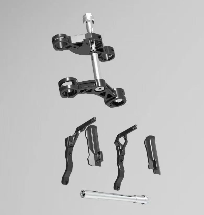 CNC triple trees kit for Harley-Davidson Touring, side profile