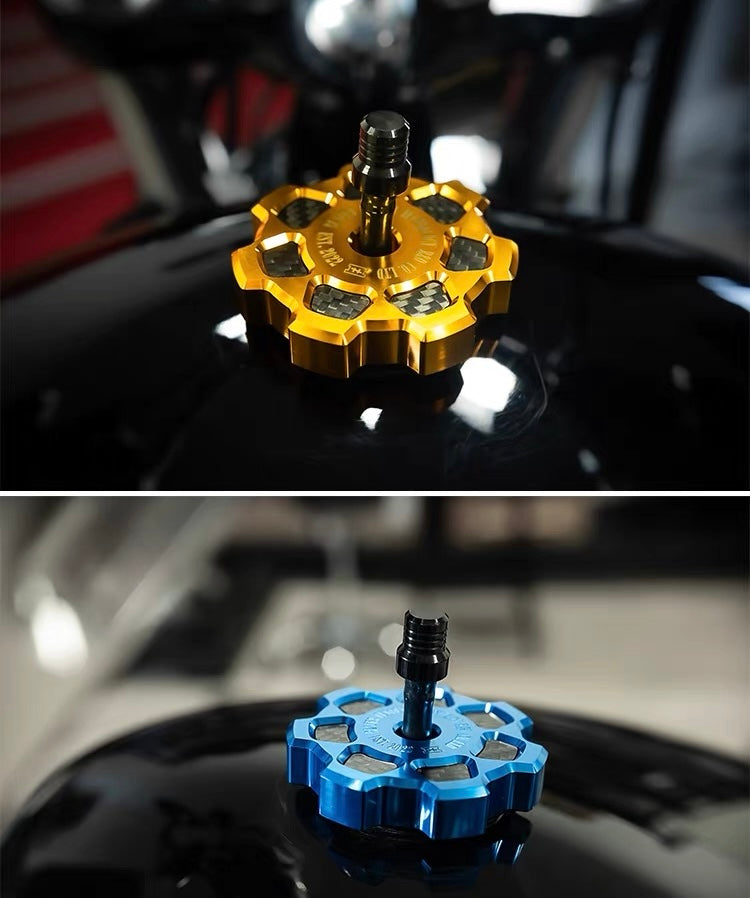 CNC 7-spoke fuel cap for Harley-Davidson, top view