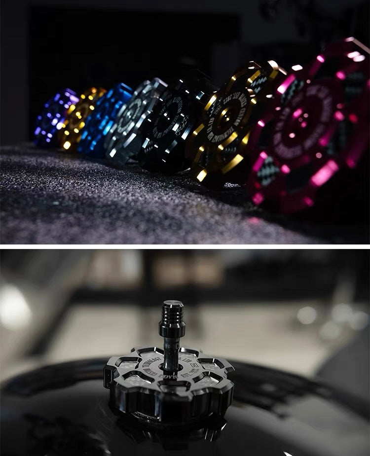 CNC 7-spoke fuel cap for Harley-Davidson, comparison view