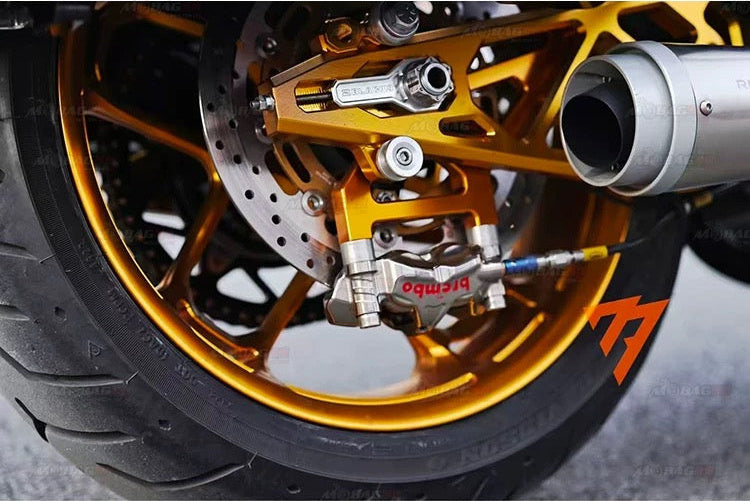 forged aluminum rear swingarm for Harley-Davidson, close-up