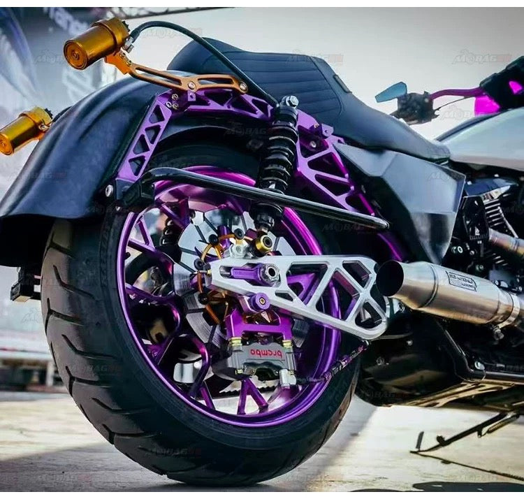 forged aluminum rear swingarm for Harley-Davidson, rear view