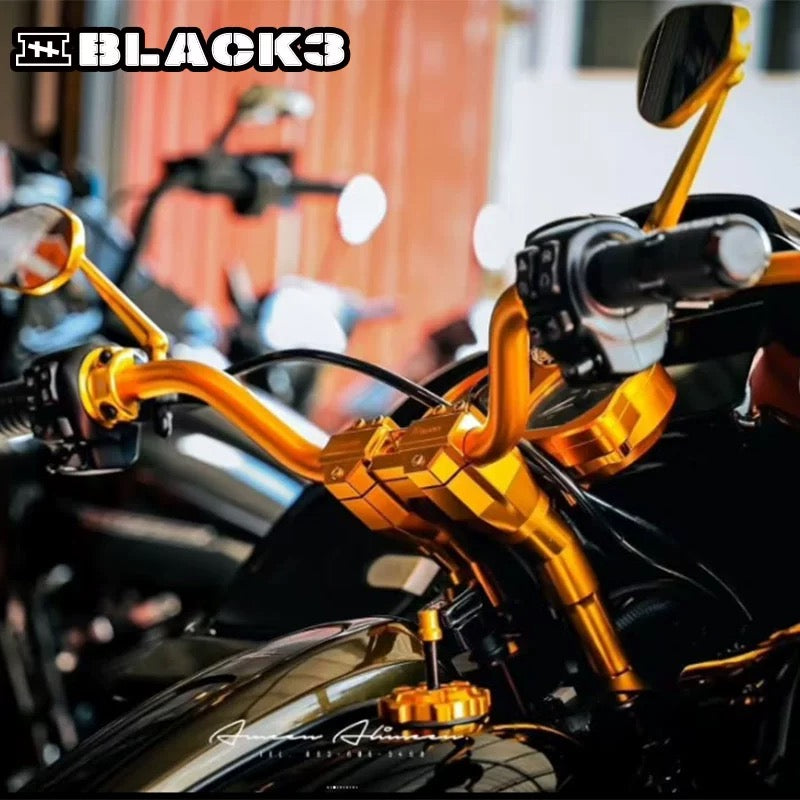 Shell Case CNC handlebar risers for Harley-Davidson, detail view