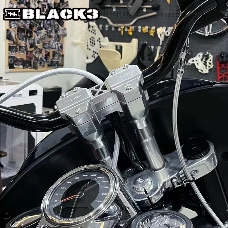 Shell Case CNC handlebar risers for Harley-Davidson, side profile