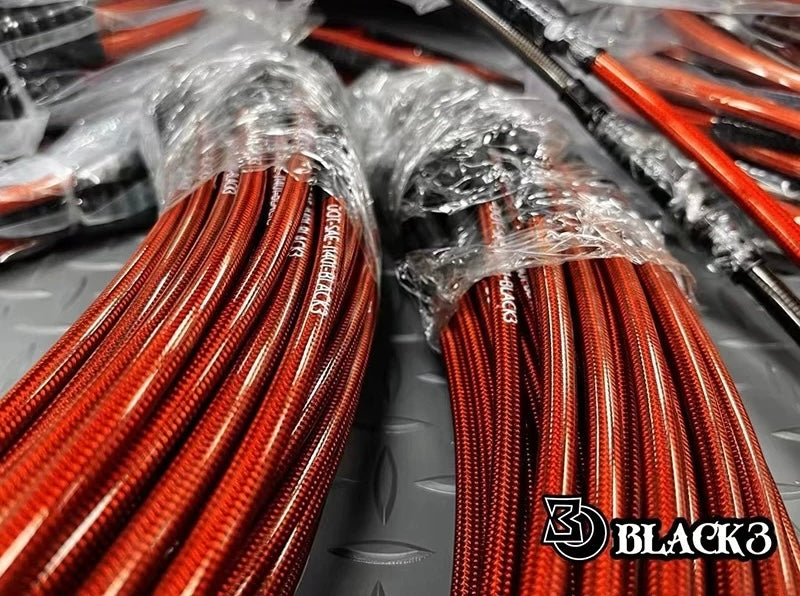 braided oil tube and clutch cable set for Harley-Davidson, close-up