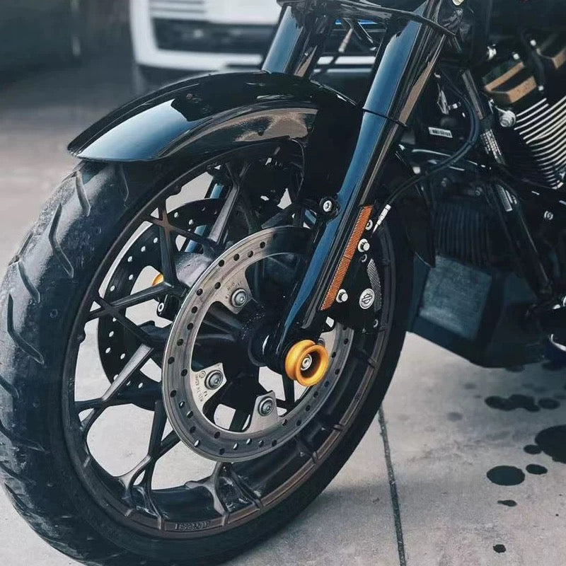 CNC axle nut covers for Harley-Davidson, close-up