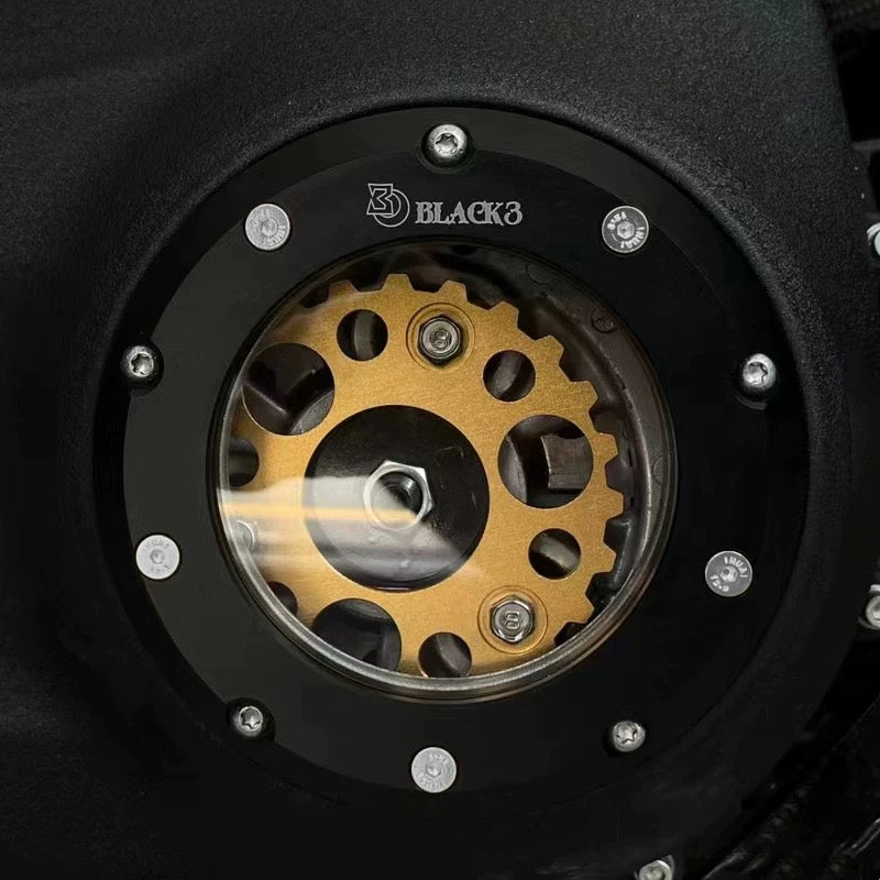 clear derby cover with clutch spoke plate for Harley-Davidson M8, side profile