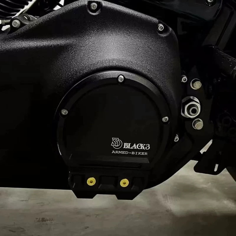 CNC slider derby cover for Harley-Davidson, side profile