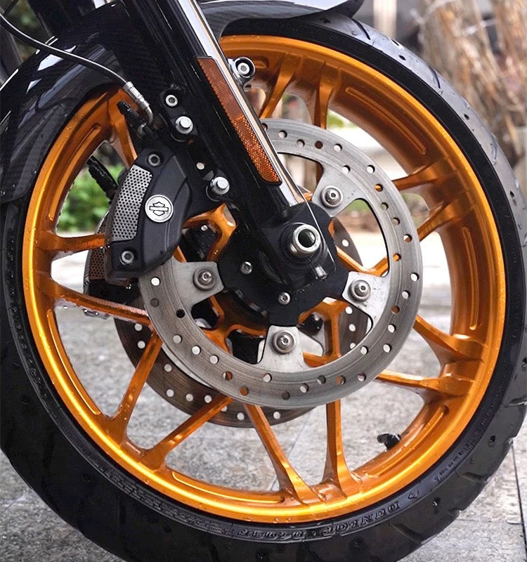 CNC 7-spoke forged wheel for Harley-Davidson, detail view