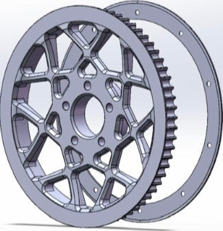 CNC rear belt pulley for Harley-Davidson Touring, rear view
