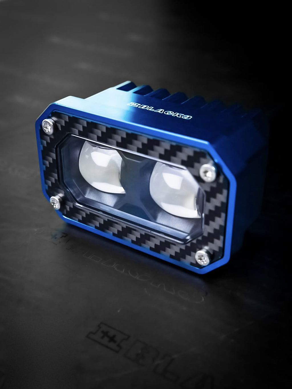 Black3 BK31 LED spot light for Harley-Davidson, blue anodized finish