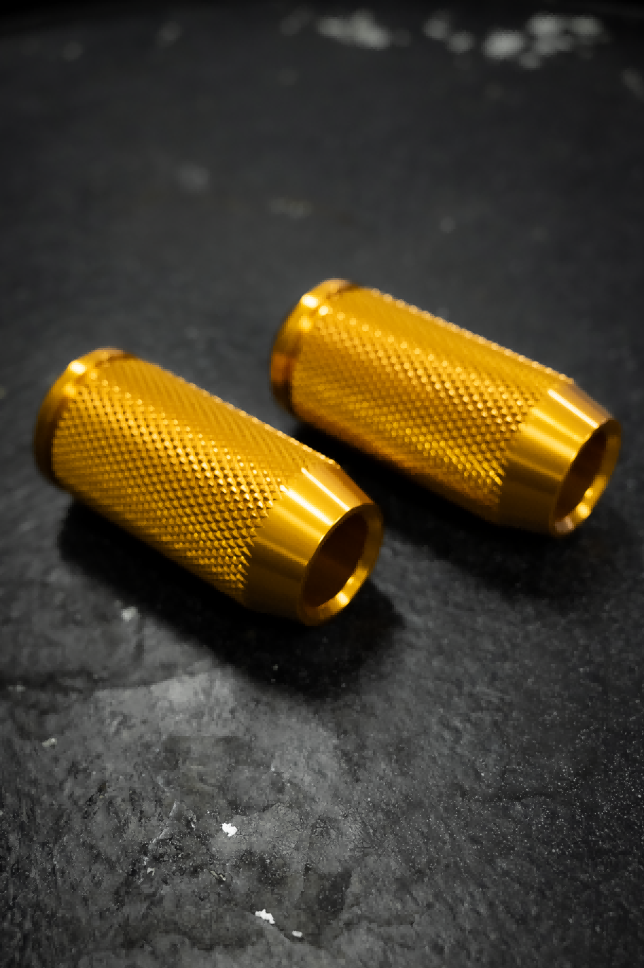 CNC crashbar sliders for Harley-Davidson, gold pair