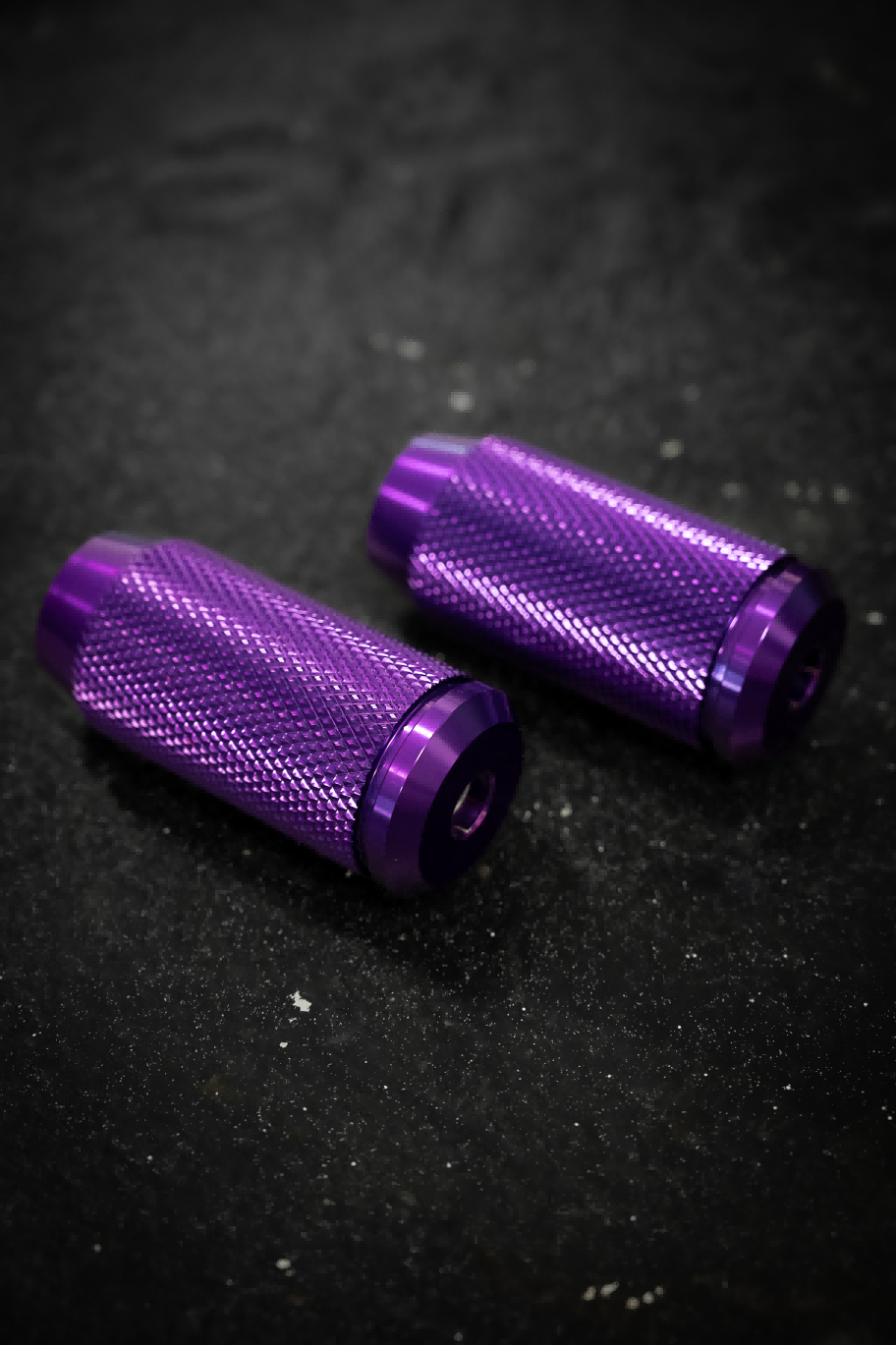 CNC crashbar sliders for Harley-Davidson, purple pair