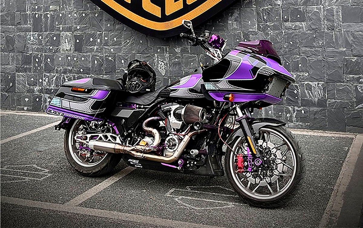Custom Harley-Davidson build featuring Black3 billet parts