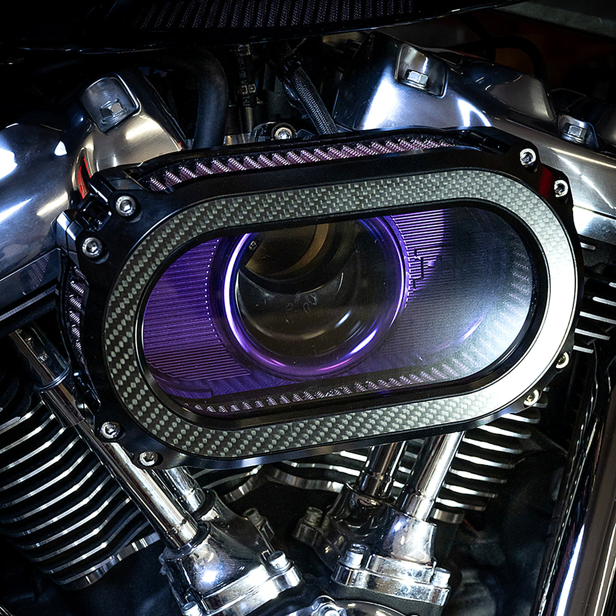 Custom Harley-Davidson build featuring Black3 billet parts