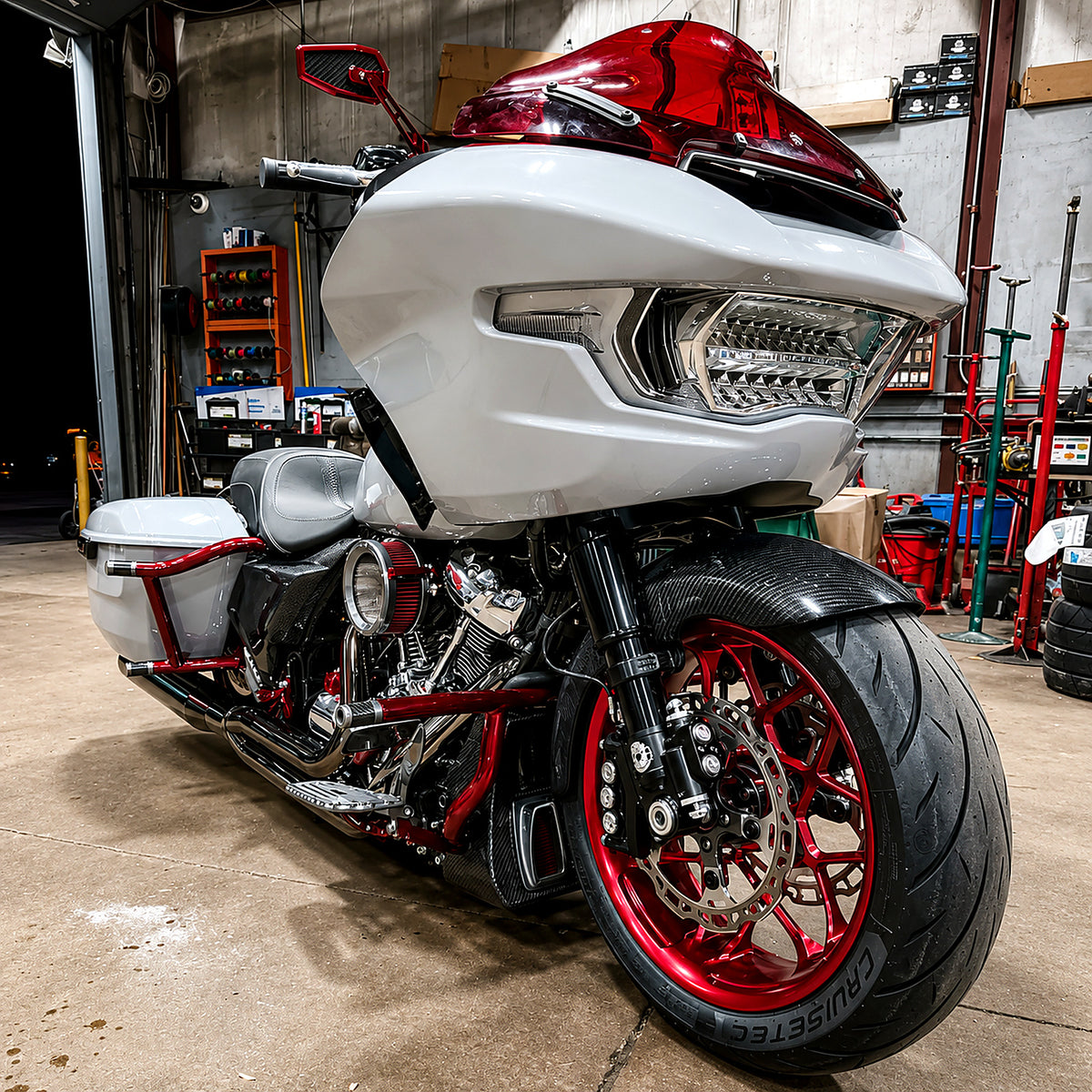 Custom Harley-Davidson build featuring Black3 billet parts