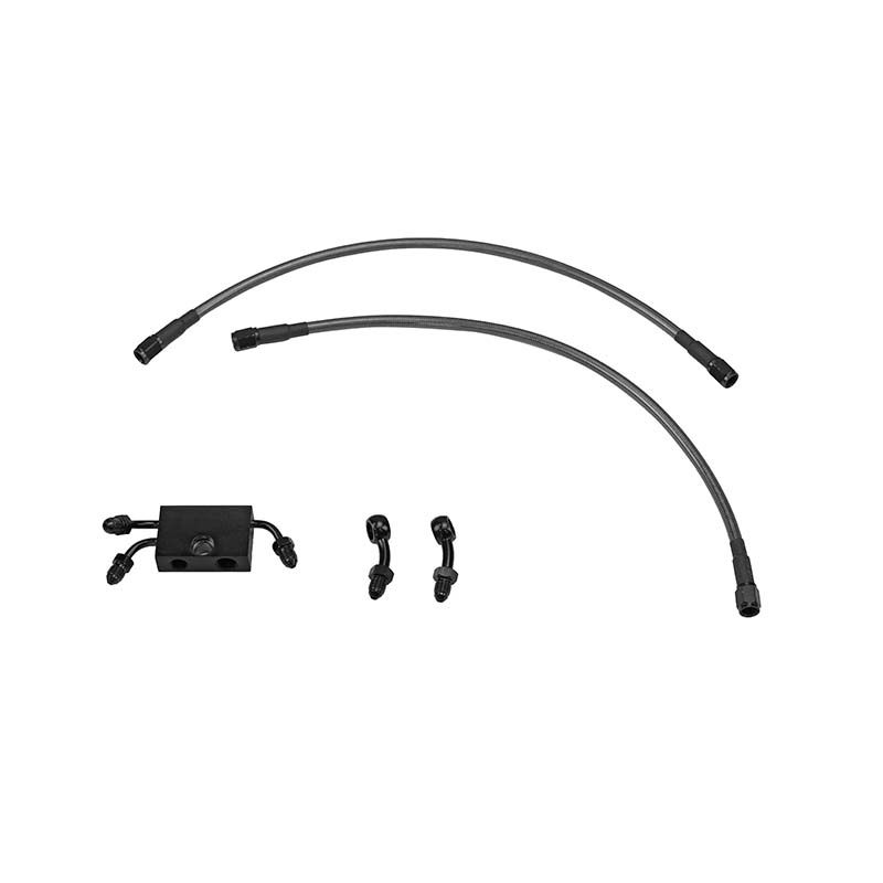 Softail caliper extension hoses for Harley-Davidson, splitter block and two braided hoses